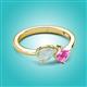 3 - Lysha 1.16 ctw Opal Pear Shape (7x5 mm) & Lab Created Pink Sapphire Cushion Shape (5.00 mm) Toi Et Moi Engagement Ring 