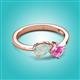 3 - Lysha 1.16 ctw Opal Pear Shape (7x5 mm) & Lab Created Pink Sapphire Cushion Shape (5.00 mm) Toi Et Moi Engagement Ring 