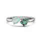 1 - Lysha 1.16 ctw Opal Pear Shape (7x5 mm) & Lab Created Alexandrite Cushion Shape (5.00 mm) Toi Et Moi Engagement Ring 