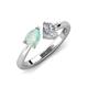 4 - Lysha 0.92 ctw Opal Pear Shape (7x5 mm) & Moissanite Cushion Shape (5.00 mm) Toi Et Moi Engagement Ring 
