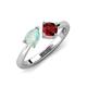 4 - Lysha 1.10 ctw Opal Pear Shape (7x5 mm) & Red Garnet Cushion Shape (5.00 mm) Toi Et Moi Engagement Ring 