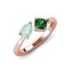 4 - Lysha 0.90 ctw Opal Pear Shape (7x5 mm) & Lab Created Emerald Cushion Shape (5.00 mm) Toi Et Moi Engagement Ring 