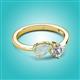 3 - Lysha 0.85 ctw Opal Pear Shape (7x5 mm) & Natural Diamond Cushion Shape (5.00 mm) Toi Et Moi Engagement Ring 