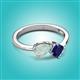 3 - Lysha 1.16 ctw Opal Pear Shape (7x5 mm) & Lab Created Blue Sapphire Cushion Shape (5.00 mm) Toi Et Moi Engagement Ring 