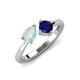 4 - Lysha 1.16 ctw Opal Pear Shape (7x5 mm) & Lab Created Blue Sapphire Cushion Shape (5.00 mm) Toi Et Moi Engagement Ring 