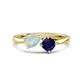 1 - Lysha 1.16 ctw Opal Pear Shape (7x5 mm) & Lab Created Blue Sapphire Cushion Shape (5.00 mm) Toi Et Moi Engagement Ring 