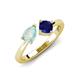 4 - Lysha 1.16 ctw Opal Pear Shape (7x5 mm) & Lab Created Blue Sapphire Cushion Shape (5.00 mm) Toi Et Moi Engagement Ring 