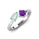 4 - Lysha 0.85 ctw Opal Pear Shape (7x5 mm) & Amethyst Cushion Shape (5.00 mm) Toi Et Moi Engagement Ring 