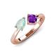 4 - Lysha 0.85 ctw Opal Pear Shape (7x5 mm) & Amethyst Cushion Shape (5.00 mm) Toi Et Moi Engagement Ring 