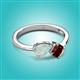 3 - Lysha 1.10 ctw Opal Pear Shape (7x5 mm) & Red Garnet Cushion Shape (5.00 mm) Toi Et Moi Engagement Ring 