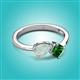 3 - Lysha 0.90 ctw Opal Pear Shape (7x5 mm) & Lab Created Emerald Cushion Shape (5.00 mm) Toi Et Moi Engagement Ring 