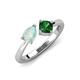 4 - Lysha 0.90 ctw Opal Pear Shape (7x5 mm) & Lab Created Emerald Cushion Shape (5.00 mm) Toi Et Moi Engagement Ring 