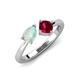4 - Lysha 1.16 ctw Opal Pear Shape (7x5 mm) & Lab Created Ruby Cushion Shape (5.00 mm) Toi Et Moi Engagement Ring 