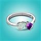 3 - Lysha 0.85 ctw Opal Pear Shape (7x5 mm) & Amethyst Cushion Shape (5.00 mm) Toi Et Moi Engagement Ring 