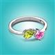 3 - Lysha 1.61 ctw Peridot Pear Shape (7x5 mm) & Lab Created Pink Sapphire Cushion Shape (5.00 mm) Toi Et Moi Engagement Ring 