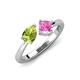 4 - Lysha 1.61 ctw Peridot Pear Shape (7x5 mm) & Lab Created Pink Sapphire Cushion Shape (5.00 mm) Toi Et Moi Engagement Ring 
