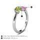 5 - Lysha 1.61 ctw Peridot Pear Shape (7x5 mm) & Lab Created Pink Sapphire Cushion Shape (5.00 mm) Toi Et Moi Engagement Ring 