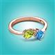 3 - Lysha 1.55 ctw Peridot Pear Shape (7x5 mm) & Blue Topaz Cushion Shape (5.00 mm) Toi Et Moi Engagement Ring 