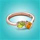 3 - Lysha 1.30 ctw Peridot Pear Shape (7x5 mm) & Citrine Cushion Shape (5.00 mm) Toi Et Moi Engagement Ring 