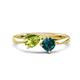 1 - Lysha 1.55 ctw Peridot Pear Shape (7x5 mm) & London Blue Topaz Cushion Shape (5.00 mm) Toi Et Moi Engagement Ring 