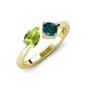 4 - Lysha 1.55 ctw Peridot Pear Shape (7x5 mm) & London Blue Topaz Cushion Shape (5.00 mm) Toi Et Moi Engagement Ring 