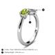 5 - Lysha 1.37 ctw Peridot Pear Shape (7x5 mm) & Moissanite Cushion Shape (5.00 mm) Toi Et Moi Engagement Ring 