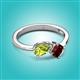 3 - Lysha 1.55 ctw Peridot Pear Shape (7x5 mm) & Red Garnet Cushion Shape (5.00 mm) Toi Et Moi Engagement Ring 