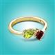 3 - Lysha 1.55 ctw Peridot Pear Shape (7x5 mm) & Red Garnet Cushion Shape (5.00 mm) Toi Et Moi Engagement Ring 