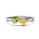 1 - Lysha 1.61 ctw Peridot Pear Shape (7x5 mm) & Lab Created Yellow Sapphire Cushion Shape (5.00 mm) Toi Et Moi Engagement Ring 