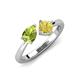 4 - Lysha 1.61 ctw Peridot Pear Shape (7x5 mm) & Lab Created Yellow Sapphire Cushion Shape (5.00 mm) Toi Et Moi Engagement Ring 