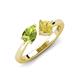 4 - Lysha 1.61 ctw Peridot Pear Shape (7x5 mm) & Lab Created Yellow Sapphire Cushion Shape (5.00 mm) Toi Et Moi Engagement Ring 