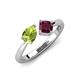 4 - Lysha 1.42 ctw Peridot Pear Shape (7x5 mm) & Rhodolite Garnet Cushion Shape (5.00 mm) Toi Et Moi Engagement Ring 