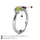 5 - Lysha 1.42 ctw Peridot Pear Shape (7x5 mm) & Rhodolite Garnet Cushion Shape (5.00 mm) Toi Et Moi Engagement Ring 