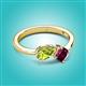 3 - Lysha 1.42 ctw Peridot Pear Shape (7x5 mm) & Rhodolite Garnet Cushion Shape (5.00 mm) Toi Et Moi Engagement Ring 