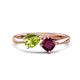 1 - Lysha 1.42 ctw Peridot Pear Shape (7x5 mm) & Rhodolite Garnet Cushion Shape (5.00 mm) Toi Et Moi Engagement Ring 