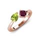 4 - Lysha 1.42 ctw Peridot Pear Shape (7x5 mm) & Rhodolite Garnet Cushion Shape (5.00 mm) Toi Et Moi Engagement Ring 