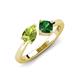 4 - Lysha 1.35 ctw Peridot Pear Shape (7x5 mm) & Lab Created Emerald Cushion Shape (5.00 mm) Toi Et Moi Engagement Ring 