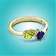 3 - Lysha 1.61 ctw Peridot Pear Shape (7x5 mm) & Lab Created Blue Sapphire Cushion Shape (5.00 mm) Toi Et Moi Engagement Ring 