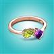 3 - Lysha 1.30 ctw Peridot Pear Shape (7x5 mm) & Amethyst Cushion Shape (5.00 mm) Toi Et Moi Engagement Ring 