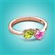 3 - Lysha 1.61 ctw Peridot Pear Shape (7x5 mm) & Lab Created Pink Sapphire Cushion Shape (5.00 mm) Toi Et Moi Engagement Ring 