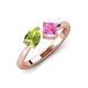 4 - Lysha 1.61 ctw Peridot Pear Shape (7x5 mm) & Lab Created Pink Sapphire Cushion Shape (5.00 mm) Toi Et Moi Engagement Ring 