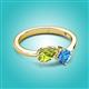 3 - Lysha 1.55 ctw Peridot Pear Shape (7x5 mm) & Blue Topaz Cushion Shape (5.00 mm) Toi Et Moi Engagement Ring 