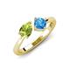 4 - Lysha 1.55 ctw Peridot Pear Shape (7x5 mm) & Blue Topaz Cushion Shape (5.00 mm) Toi Et Moi Engagement Ring 