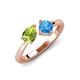 4 - Lysha 1.55 ctw Peridot Pear Shape (7x5 mm) & Blue Topaz Cushion Shape (5.00 mm) Toi Et Moi Engagement Ring 