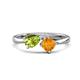 1 - Lysha 1.30 ctw Peridot Pear Shape (7x5 mm) & Citrine Cushion Shape (5.00 mm) Toi Et Moi Engagement Ring 