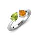4 - Lysha 1.30 ctw Peridot Pear Shape (7x5 mm) & Citrine Cushion Shape (5.00 mm) Toi Et Moi Engagement Ring 