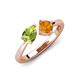 4 - Lysha 1.30 ctw Peridot Pear Shape (7x5 mm) & Citrine Cushion Shape (5.00 mm) Toi Et Moi Engagement Ring 