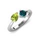 4 - Lysha 1.55 ctw Peridot Pear Shape (7x5 mm) & London Blue Topaz Cushion Shape (5.00 mm) Toi Et Moi Engagement Ring 