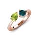 4 - Lysha 1.55 ctw Peridot Pear Shape (7x5 mm) & London Blue Topaz Cushion Shape (5.00 mm) Toi Et Moi Engagement Ring 