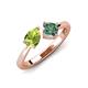 4 - Lysha 1.61 ctw Peridot Pear Shape (7x5 mm) & Lab Created Alexandrite Cushion Shape (5.00 mm) Toi Et Moi Engagement Ring 
